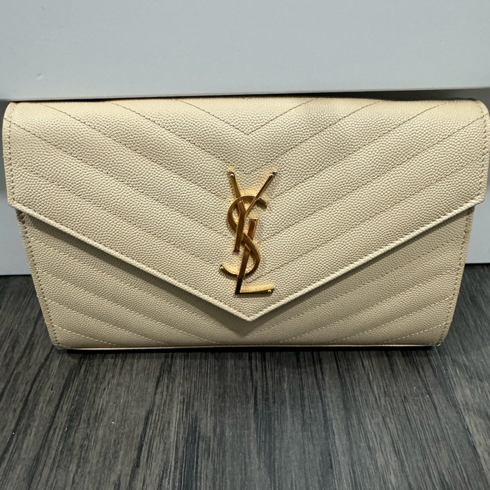 Saint Laurent YSL Monogram Large Wallet on Chain